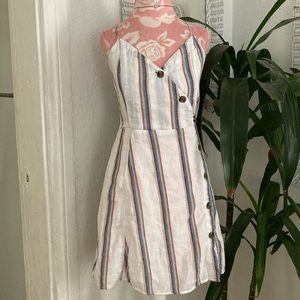 American eagle White Linen Cross Button Mini Dress